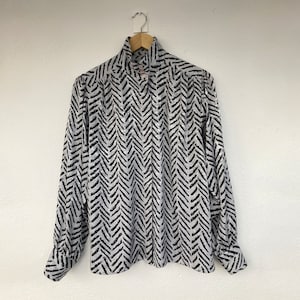 80s 90s vintage grey silver black pattern shirt