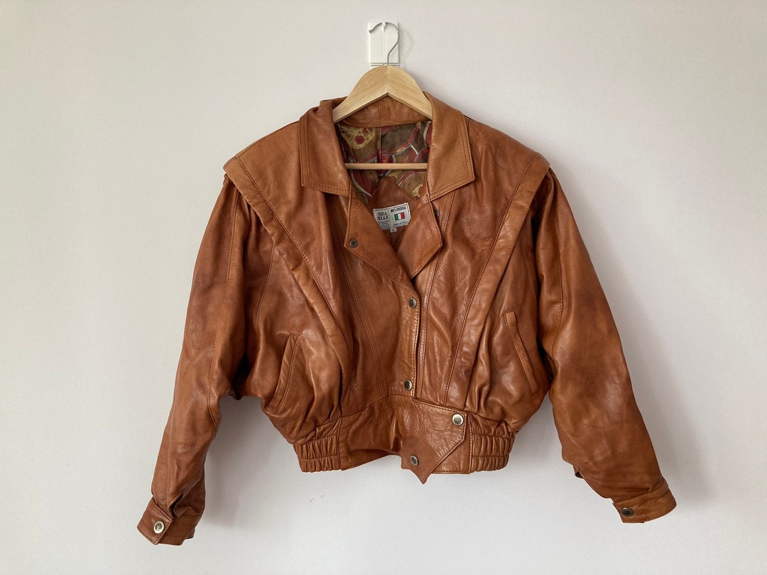 Classic 80s Vintage Brown Leather Jacket - Etsy