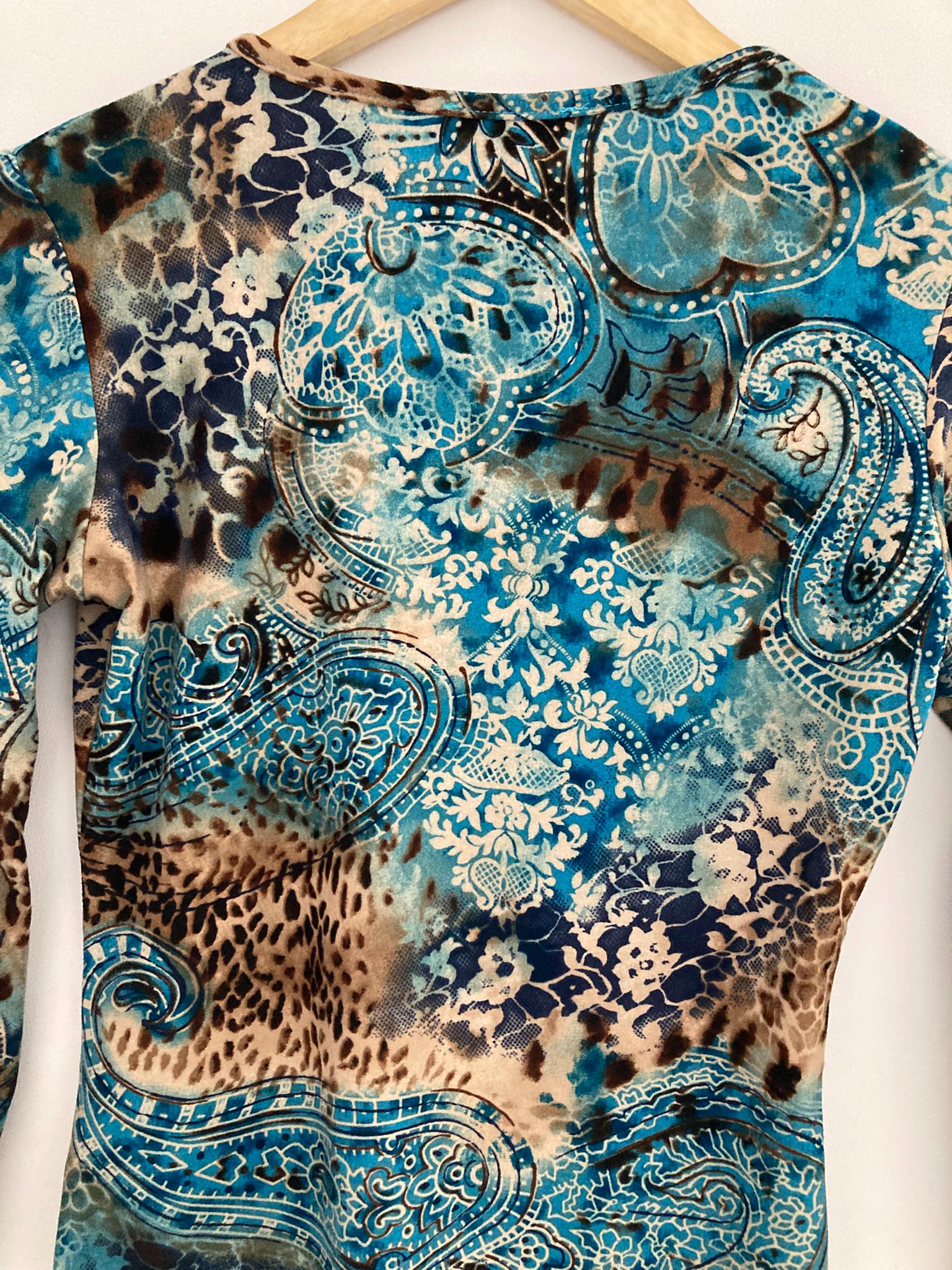 Vintage Y2K Early 2000s Brown and Blue Paisley Floral Top - Etsy