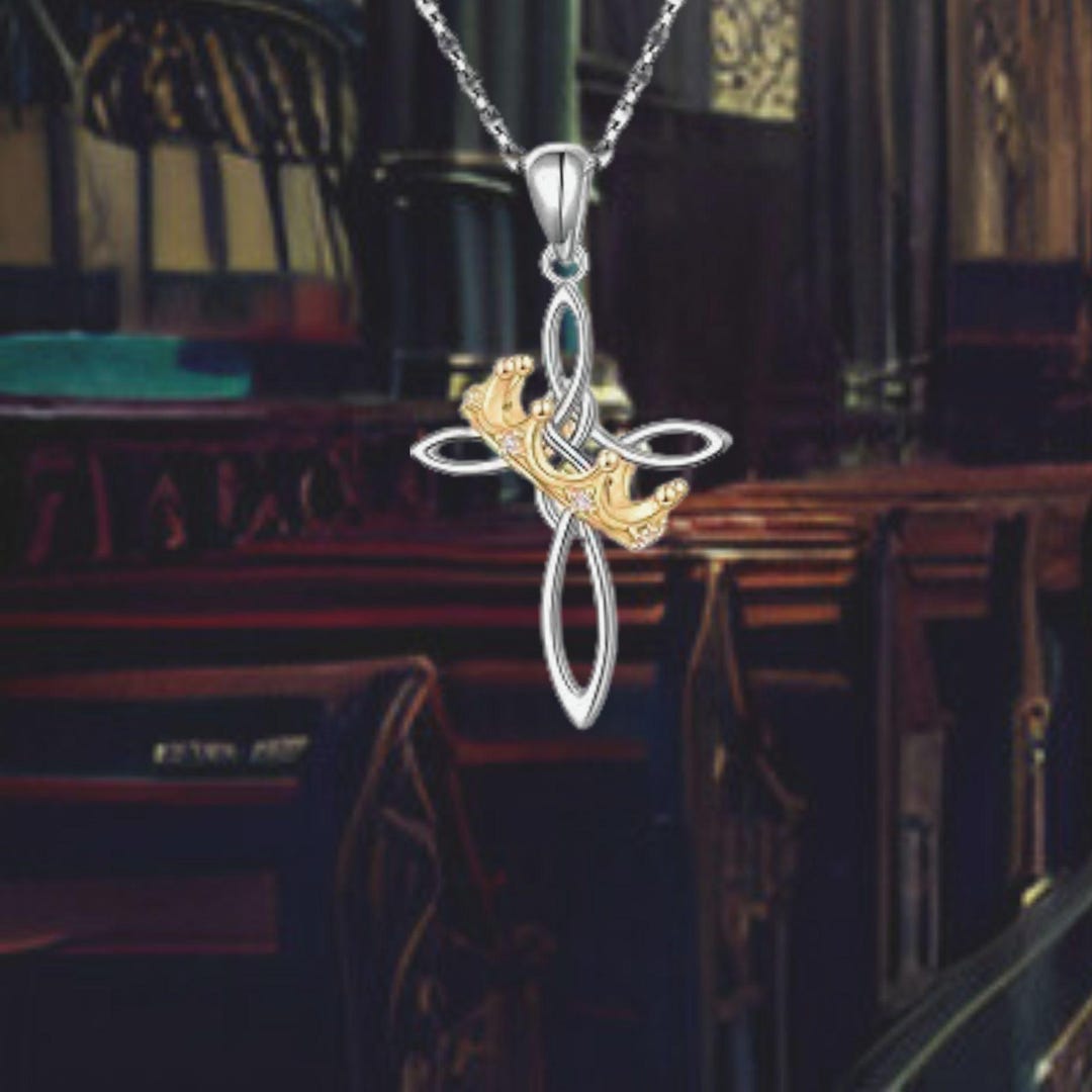 Crown Cross Necklace 925 Sterling Silver Celtic Knot Christian Jewelry ...