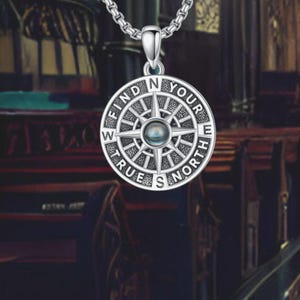 Find Your True North Compass Pendant Necklace 925 Sterling Silver Compass Jewelry