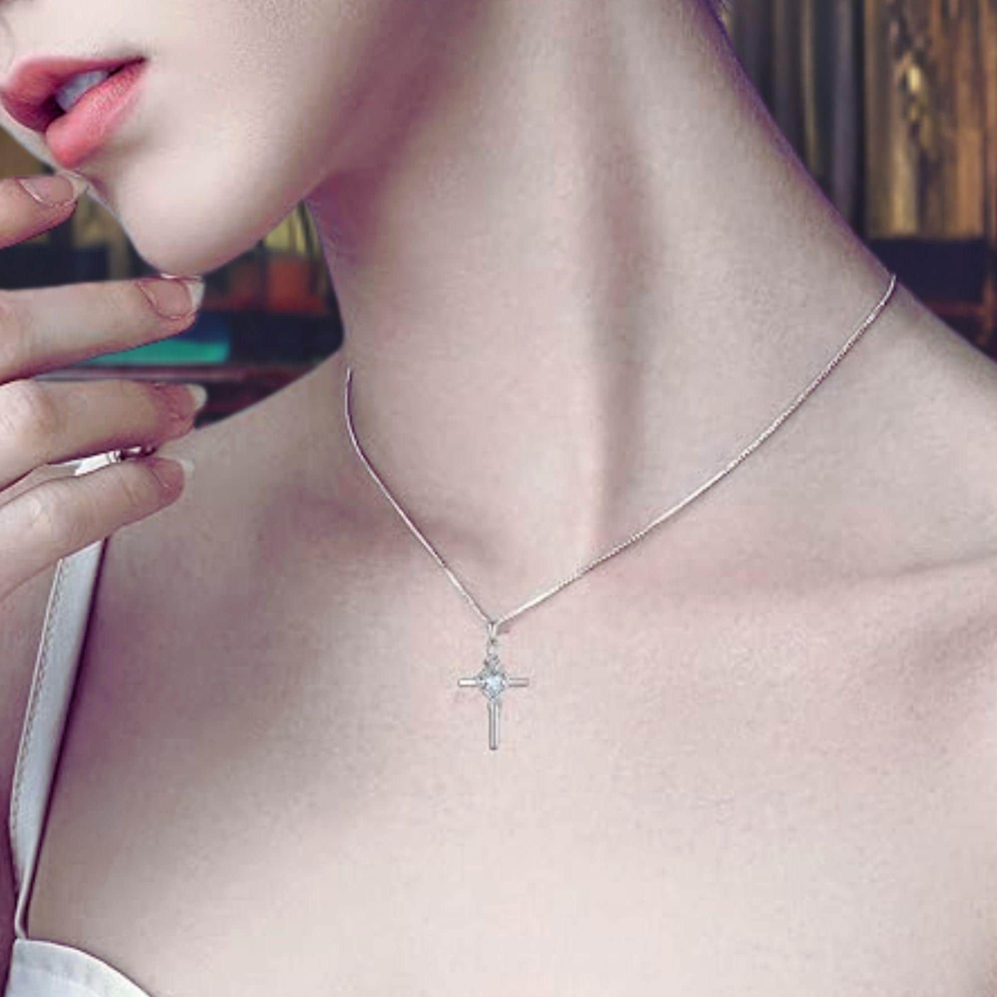 Gioiello Religioso Argento Collana Crocifisso In Argento Sterling 925 Con Ciondolo Cuore - Gioiello Cattolico Regalo Elegante Christopher Cross
