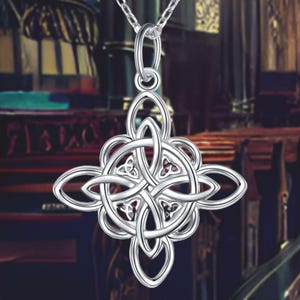 Celtic Cross 925 Sterling Silver Good Luck Irish Jewelry Celtic Triquetra Trinity Knot Pendant Necklace for Women