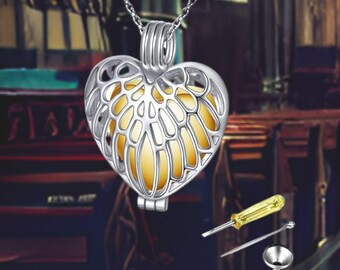 Collar con colgante de urna de cremación con forma de corazón, urna conmemorativa, joyería de cremación para cenizas para mujeres