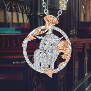 Highland Cow Necklace for Women Sterling Silver Animal Jewelry For Women