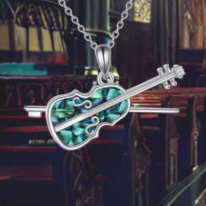 Violin-Musik-Halskette Sterling Silber Musik-Instrument-Anhänger-Halskette