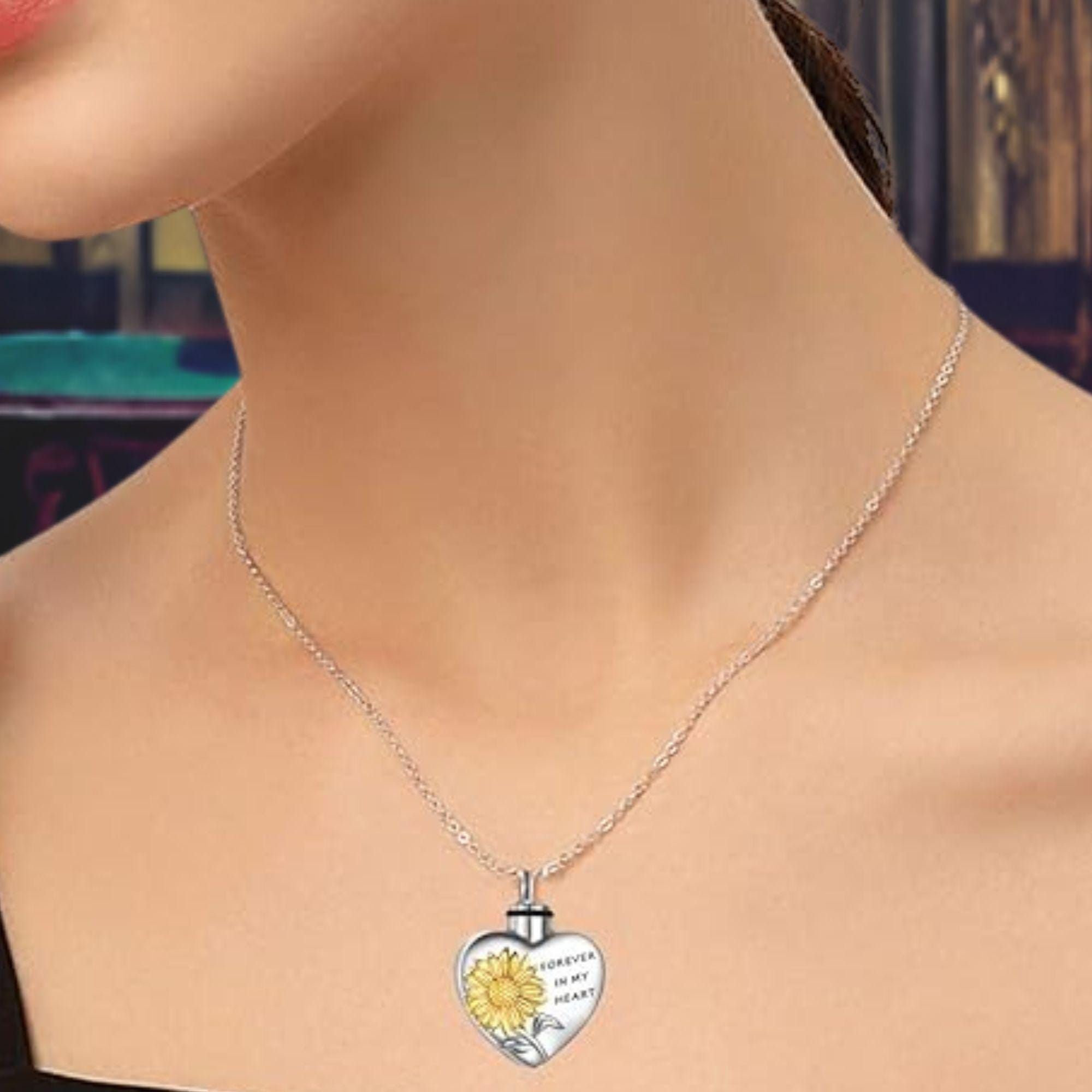ONEFINITY Collar de urna para cenizas de plata de ley 925 con filigrana