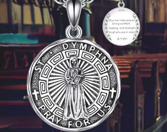 Saint Dymphna Necklace Patron Saint Necklace Sterling Silver Amulet