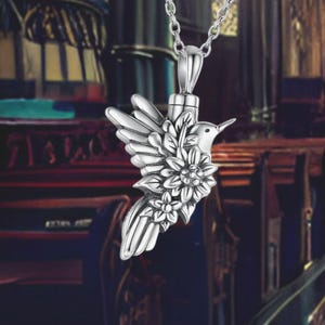 925 Sterling Silver Hummingbird Urn Necklace Keepsake Jewelry Hummingbird Urn Pendant Necklace for Women