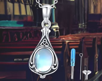 Moonstone Urn Necklace for Ashes Cremation Jewelry 925 Sterling Silver