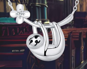 Collana personalizzata in argento sterling con bradipo - Gioielli