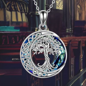 Tree of Life Necklaces S925 Sterling Silver Crystal Tree of Life Pendant Necklace Celtic Knot Moon