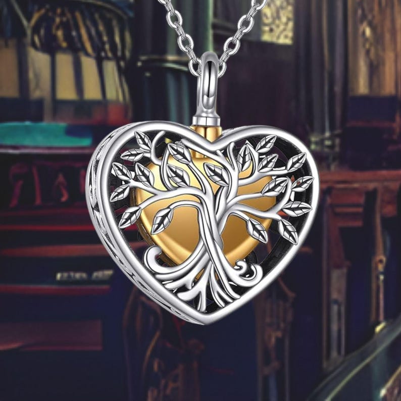 Heart Urn Necklace Tree of Life Urn Necklaces for Ashes Sterling Silver