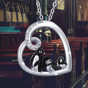 Penguin Necklace 925 Sterling Silver Necklace Family Gifts for Women Girls