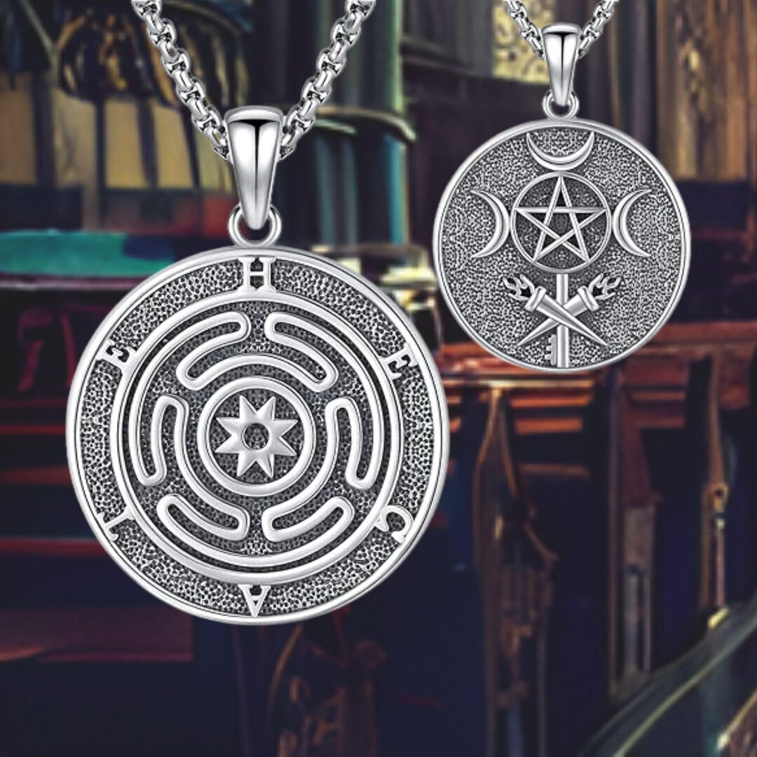 Hecate Triple Moon Goddess Pendant Necklace Sterling Silver - Etsy
