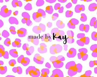 Pink Leopard Spots Seamless Digital Repeat, leopard dots neon, cheetah hot pink orange, animal print repeat pattern, hand drawn leopard dots