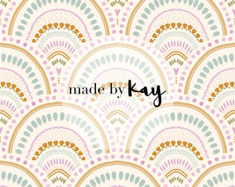 Neutral Boho Scallop Tiles Seamless File, scallop sunrise faux tile, girls wallpaper, soft neutral arches digital seamless repeat pattern
