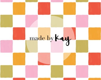 Watercolor Checkers Seamless File, rainbow checkers, muted plaid squares, green pink red, bold checkerboard digital seamless repeat pattern