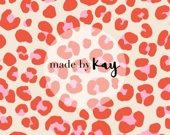 Leopard Spots Seamless Digital Repeat, cheetah print, orange and pink bright, animal print repeat pattern, hand drawn leopard dots