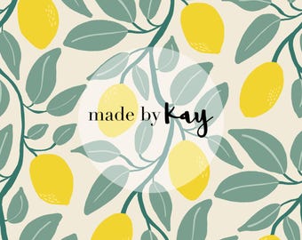 Lemon Vines Seamless File, yellow fruit, yellow and green fruit pattern, trailing lemons citrus lemon branch digital seamless repeat pattern