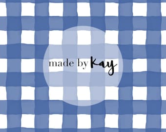 Blue Watercolor Gingham, ocean blue Seamless File, checkers plaid true blue, hand painted navy blue squares digital seamless repeat pattern
