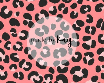 Pink and Black Leopard Spots Seamless Digital Repeat, leopard dots neon, cheetah animal print repeat pattern, hand drawn leopard dots