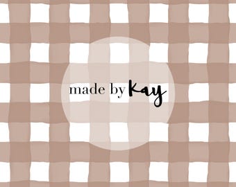 Tan Watercolor Gingham, light brown plaid Seamless File, neutral checkers plaid hand painted beige squares digital seamless repeat pattern