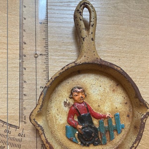 Vintage Cast Iron Miniature Skillet - Amish Man