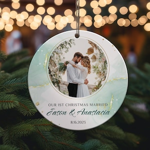 First Christmas Married Ornament, Personalized Mr and Mrs 2022 Ornament, Wedding Gift Keepsake, Custom Married Christmas Ornament