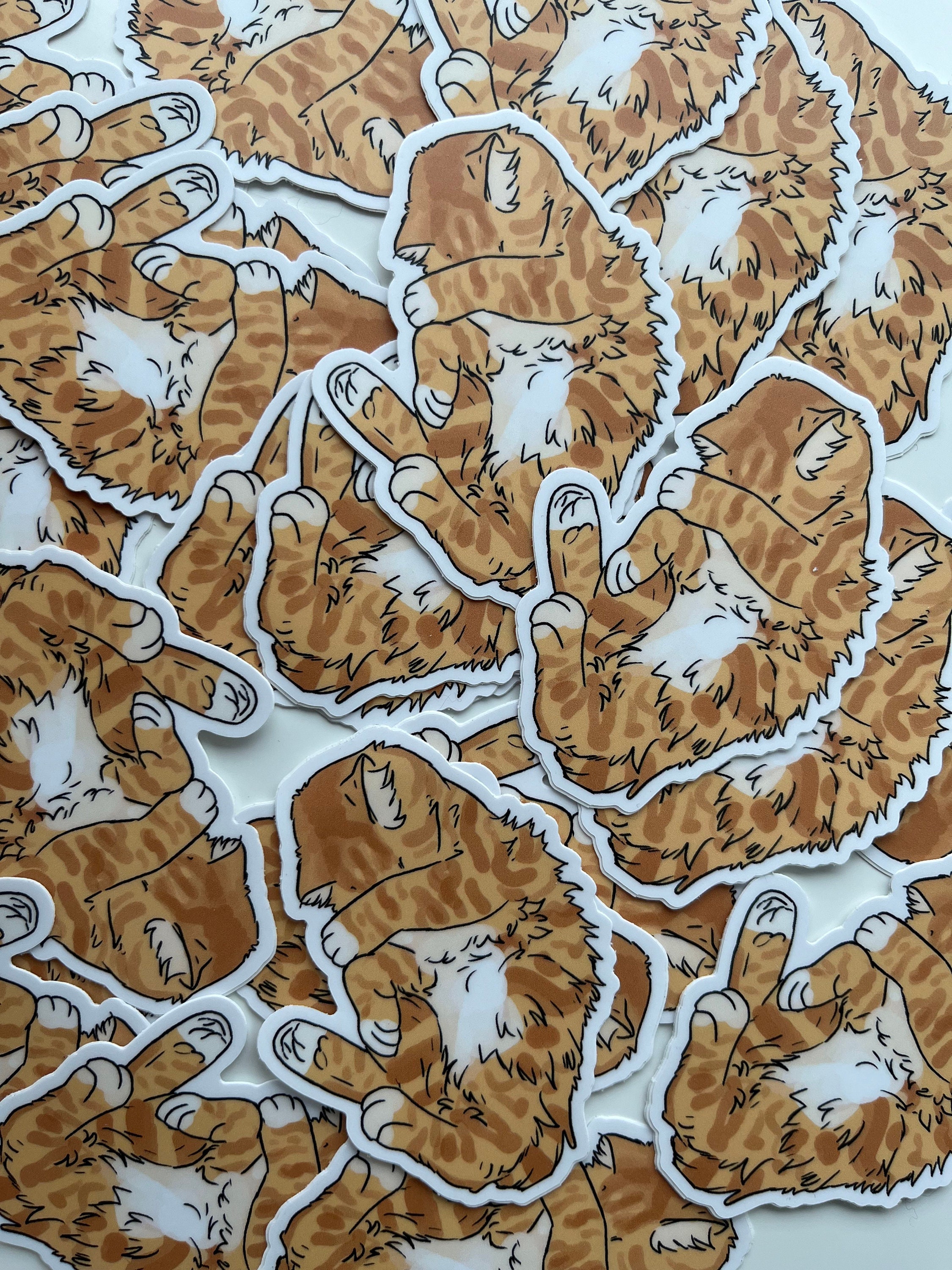 Orange Tabby Cat Sticker, Vinyl Matte Sticker, Waterproof Dishwasher ...