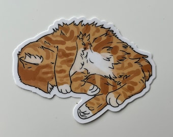 Orange tabby cat sticker, vinyl matte sticker, waterproof dishwasher proof sticker, kitty sticker, laptop decal