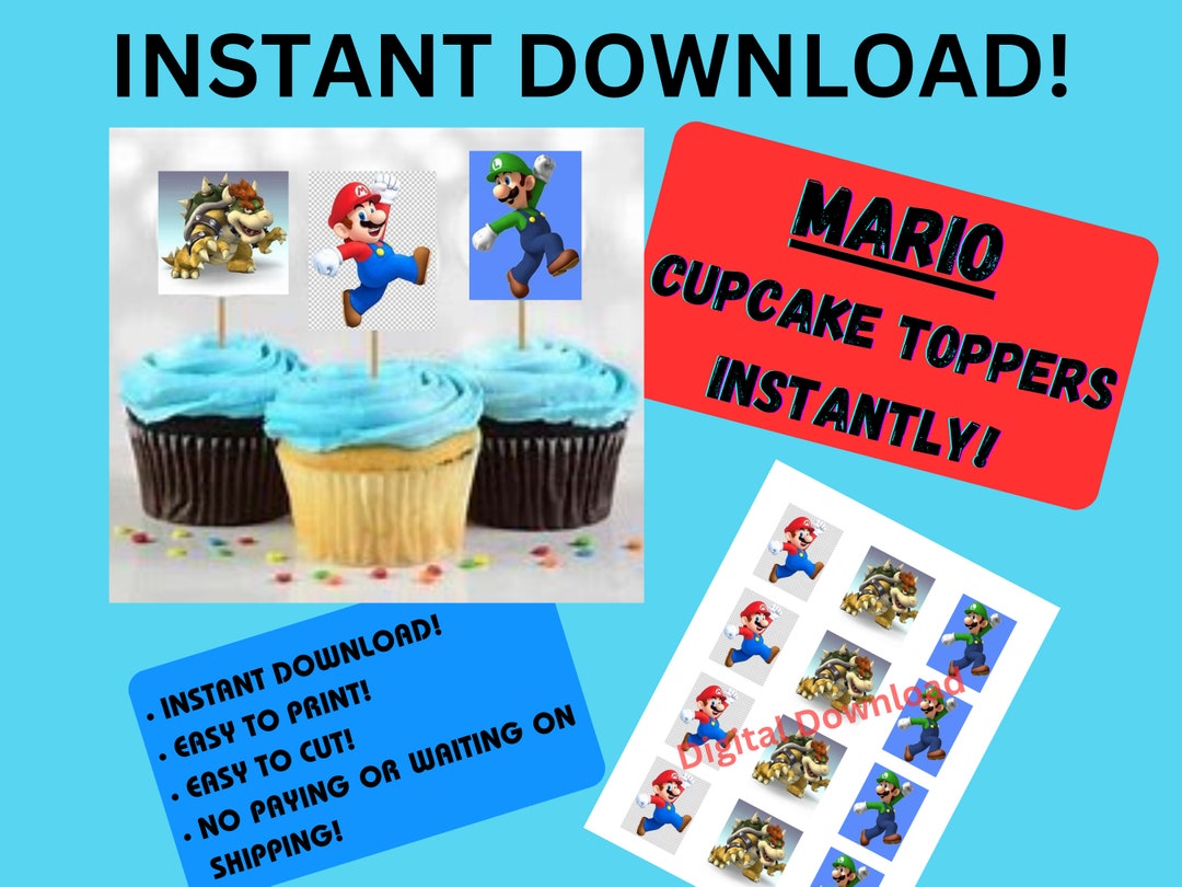 Mario Cupcake Toppers Printable - Etsy