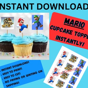 Mario Cupcake Toppers Printable