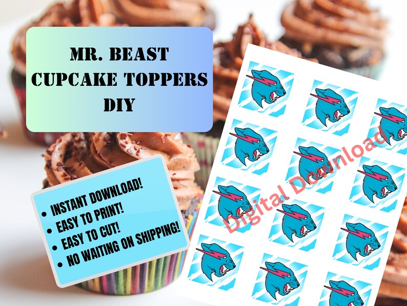 Mr. Beast Cupcake Toppers - Etsy