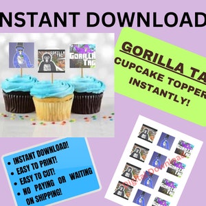 Gorilla Tag Cupcake Toppers Printable