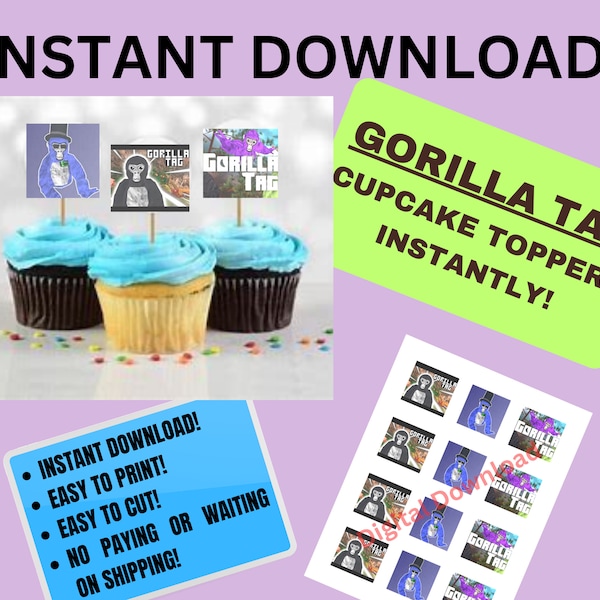 Gorilla Tag Cake and Cupcake Toppers - Etsy
