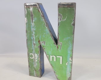 Letter "N" made from recycled oil barrels | 22 or 50 cm | different colors | Upcycling | handmade & fair