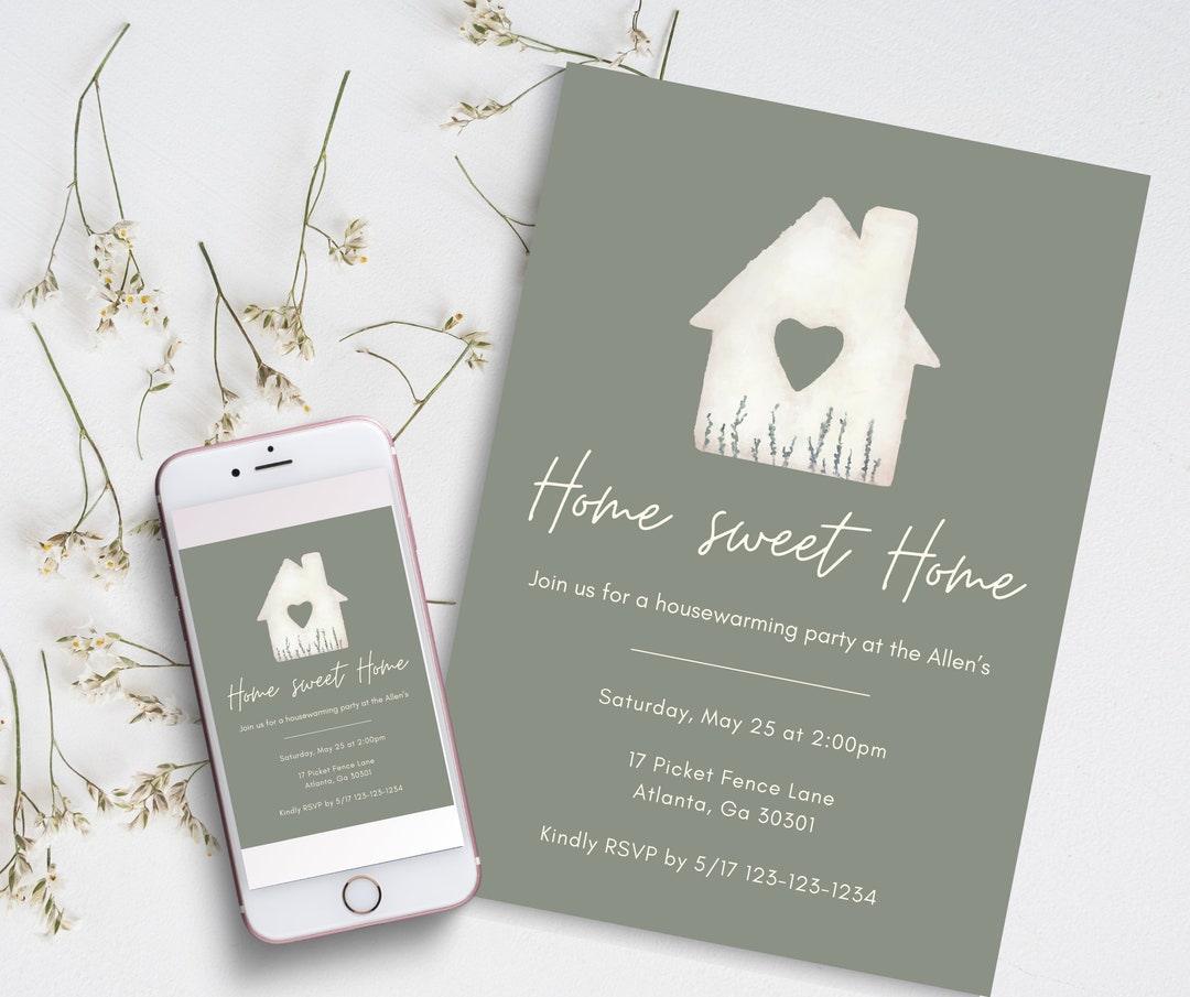 Minimalist Housewarming Party Invitation | Digital Download Editable ...