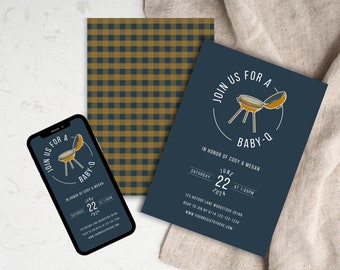 Baby-Q Backyard B-B-Q Baby Shower Invitation l Digital Download Editable Template | Gender Reveal Invite | Barbeque Couples Shower Invite