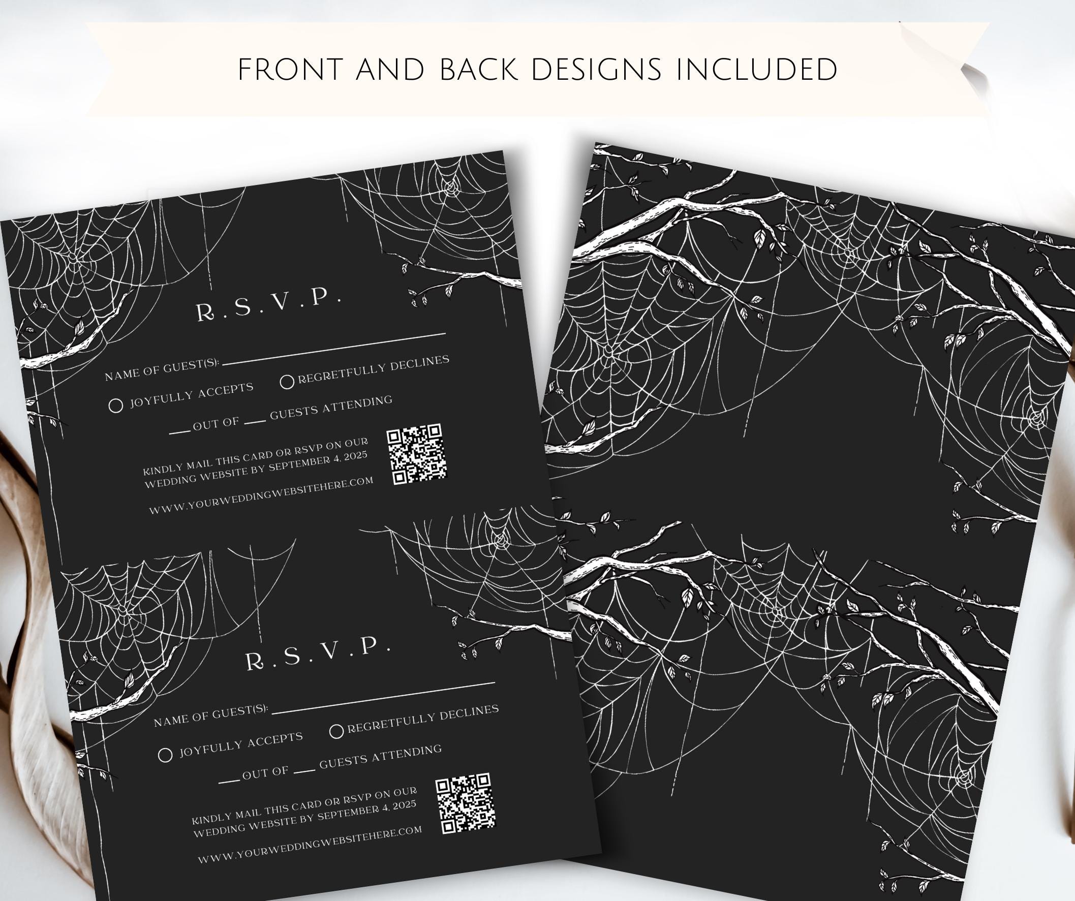 Spooky Wedding Invitation Suite Enclosure Cards Gothic Wedding RSVP ...