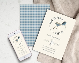 Baby-Q Backyard B-B-Q Baby Shower Invitation l Digital Download Editable Template | Gender Reveal Invite | Barbeque Couples Shower Invite