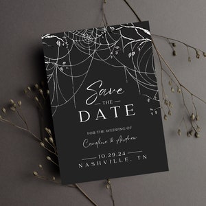 Spooky Save The Date Dark and Moody Hochzeitseinladung Vorlage Gothic Hochzeitseinladung Elegante Halloween Hochzeit Digital Save The Date