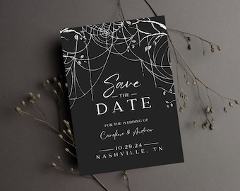 Spooky Save The Date Wedding Invitation Template | Digital Download Editable Template | Gothic Wedding Invitation