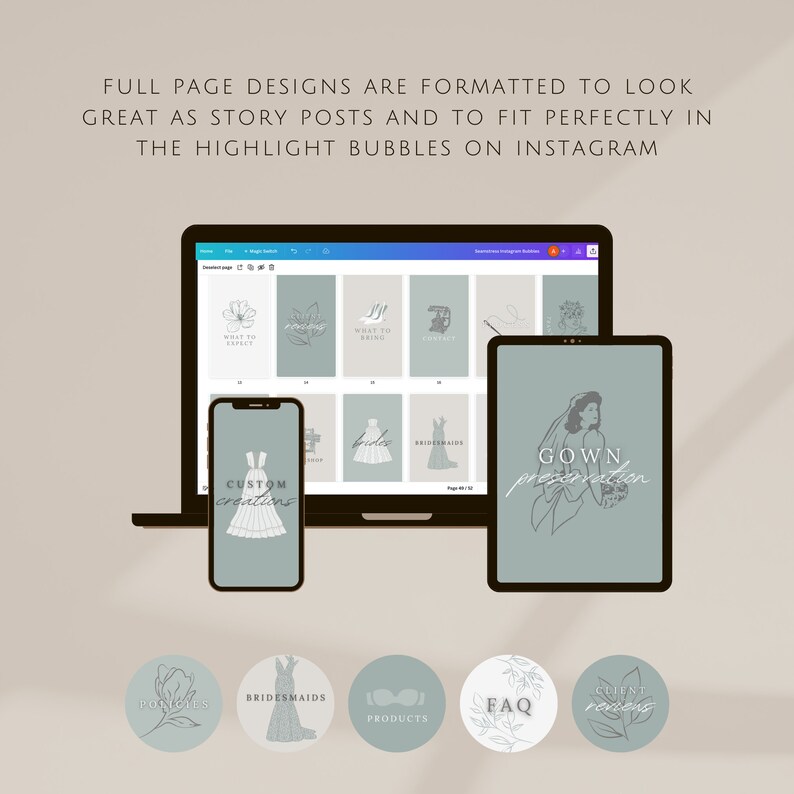 Seamstress Instagram Story Highlight Covers Bridal Special Occasions Alterations IG Highlight