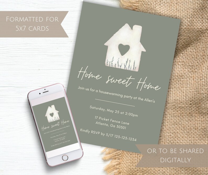Minimalist Housewarming Party Invitation Digital Download Editable ...
