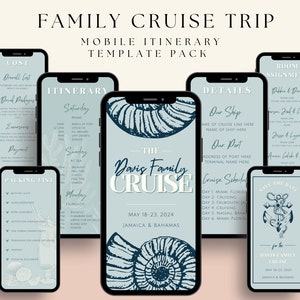 Cruise Trip Mobile Itinerary | Family Cruise Invitation Digital Itinerary | Family Reunion Editable Template | Cute Cruise Trip Planner