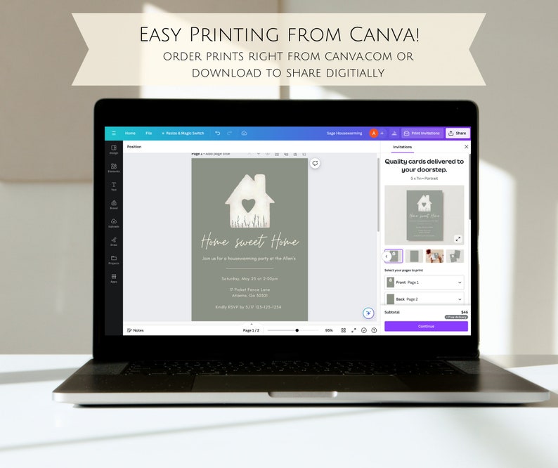 Minimalist Housewarming Party Invitation Digital Download Editable ...