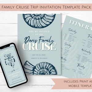 Cruise Trip Invitation and Itinerary Mobile and Printable | Family Vacation Save The Date | Digital Itinerary Template | Cruise Hacks