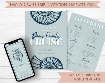 Cruise Trip Invitation and Itinerary Mobile and Printable | Family Vacation Save The Date | Digital Itinerary Template | Cruise Hacks