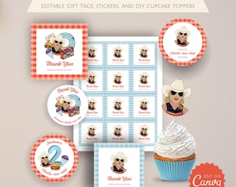 Way Down Yonder on the ChattaTWOchee Cupcake Toppers Birthday Party Favor Tags | Custom Stickers | Chattahoochee Template 90s Country Party